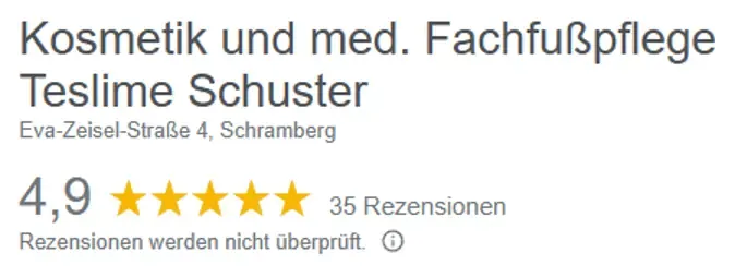 4,9 Sterne Bewertung bei Google